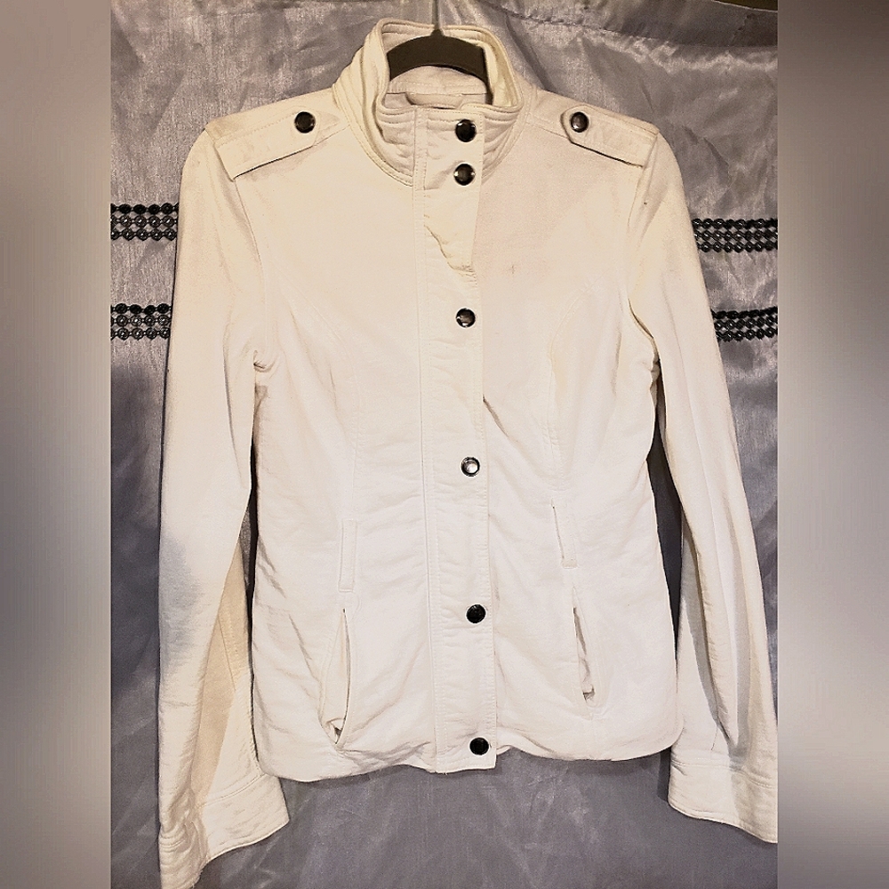 Mossimo Supply Co White Cotton Blend Utility Military Jacket M